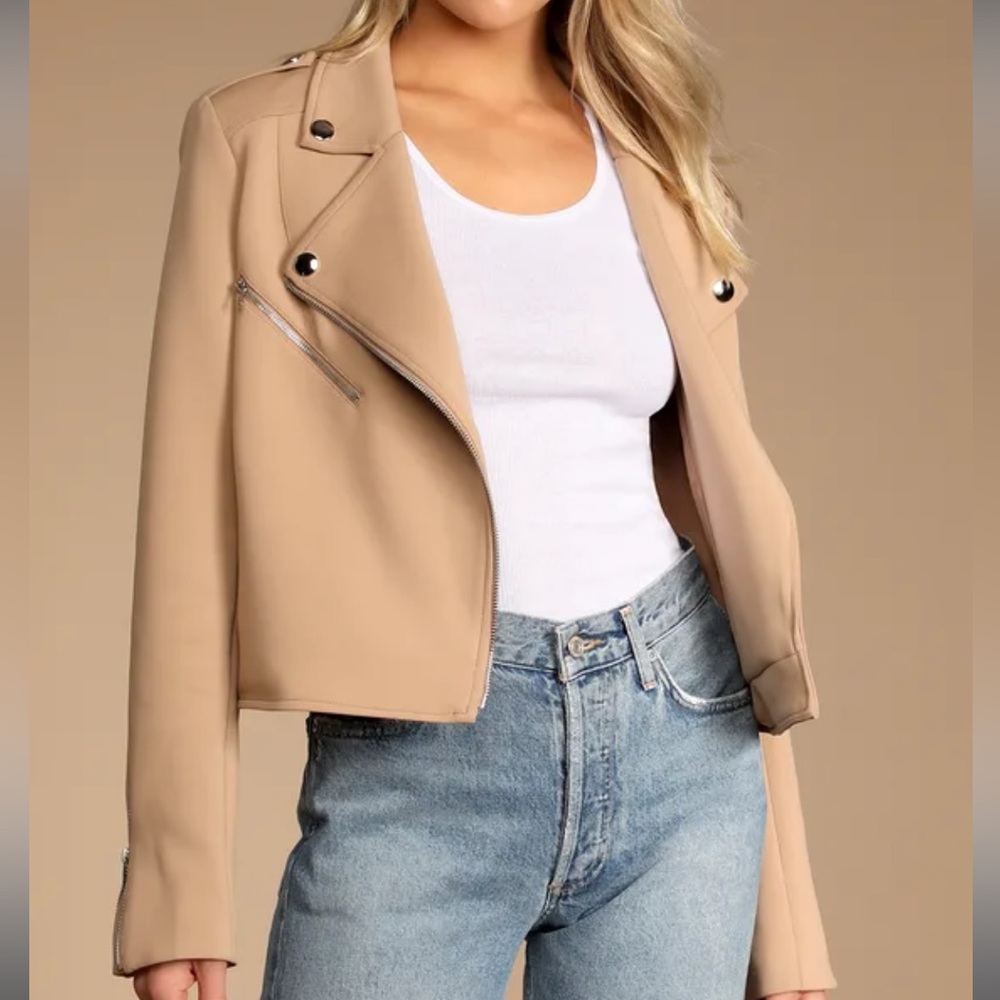 NWT LULU’S Taupe Moto Jacket